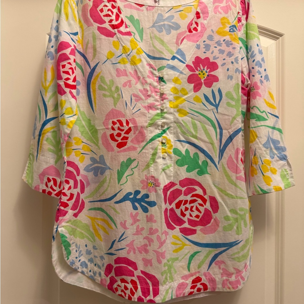 Southern Tide Isla Tunic Top Kiawah Floral Lightweight Cotton Womens M NWOT